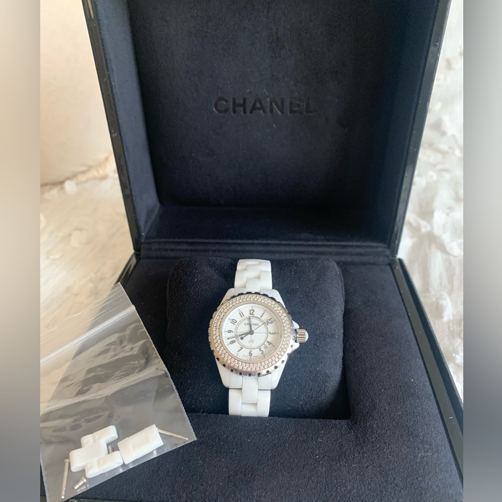 AUTHENTIC Chanel J12 Ceramic Watch with Diamond Bezel!